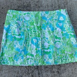 Lilly Pulitzer Panda Limeade Skirt Skort Green Blue White 4 Excellent Condition